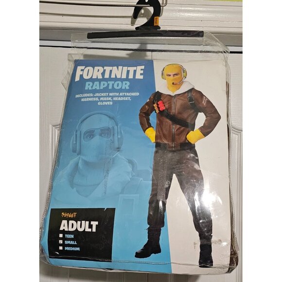 Fortnite Raptor Adult Costume Jacket Belt Gloves Headset Belt Sprit Halloween - Picture 1 of 9